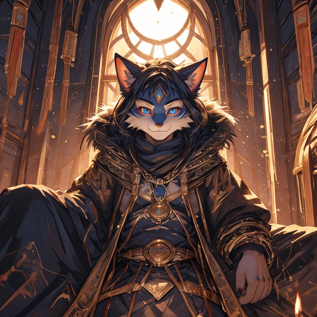 Cat Beastman、(サードアイのgirl)、highest quality、masterpiece、Ultra-high resolution、(Realistic:1.4)、Crisp and beautiful image quality、alone、girl、Forehead gem、Machinery Armor、cat ears girl、Third Eye、smile、close your eyes