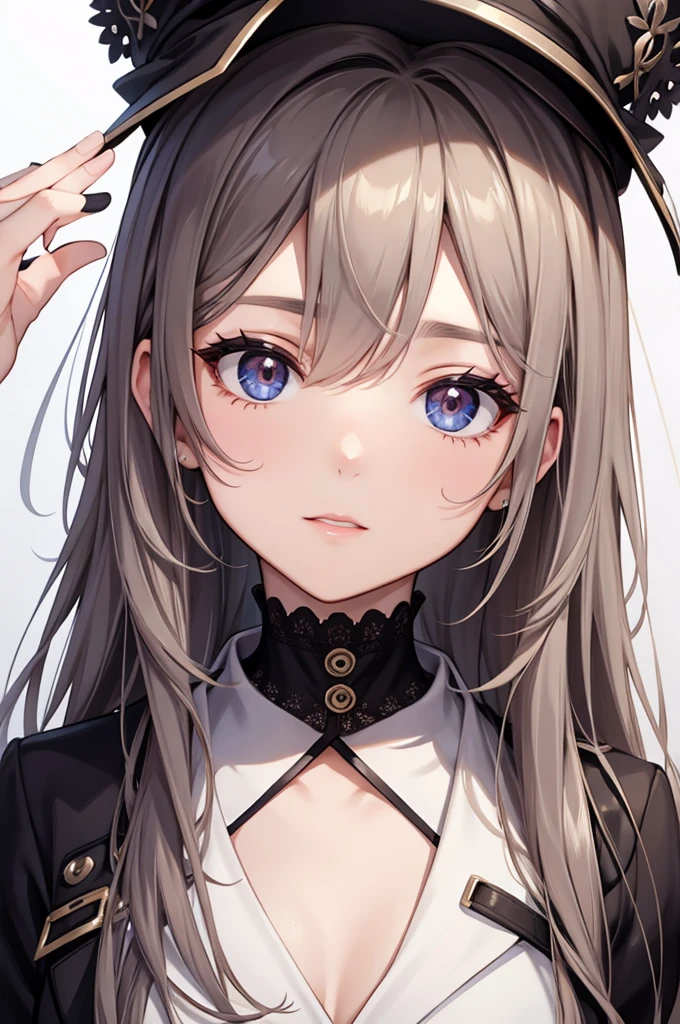 Close up portrait of woman in dress in white and black dress、Gothic Otome anime girl、anime girl wearing a black dress、Cute anime waifu in a nice dress、Anime girl in maid costume、Elegant Gothic princess、guweiz、Gwaits at Pixiv Art Station、Gwaitz at Art Station pixiv、Beautiful anime girl、Light smile