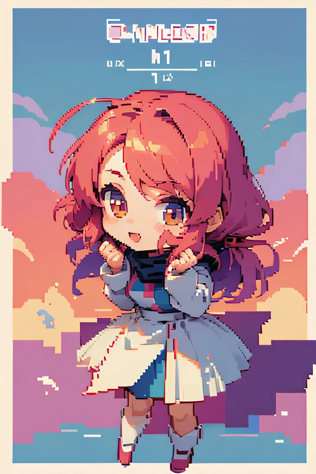 ((chibi:1.1, pixel art:1.2)), GUNDAM SEED FREEDAM woman,