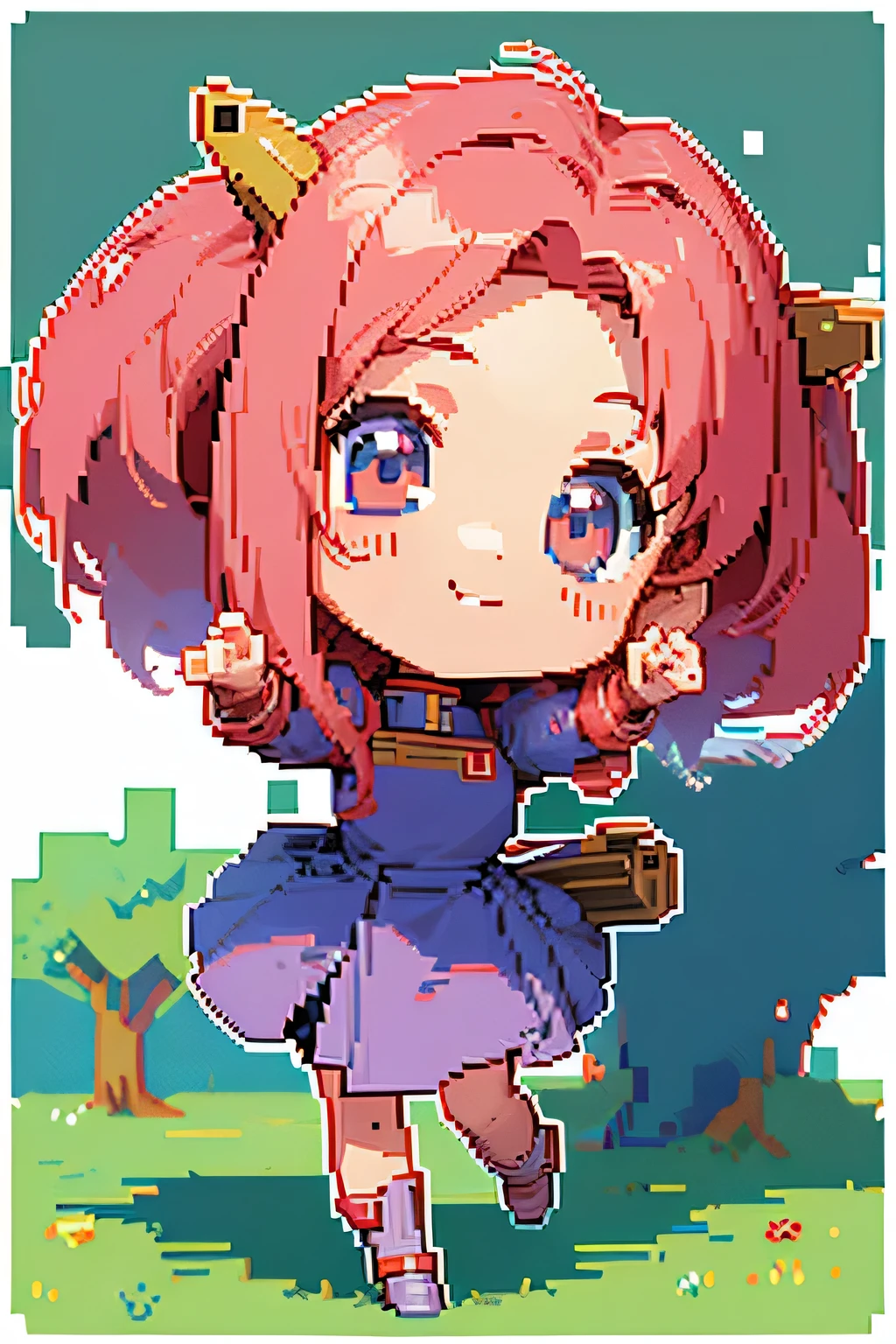 ((chibi:1.1, pixel art:1.2)), GUNDAM SEED FREEDAM woman,