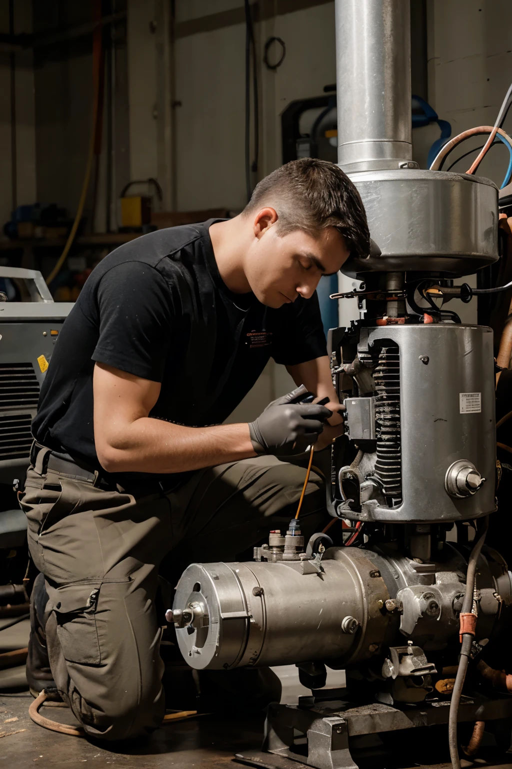A technician performing inspections and preventive maintenance on an electric motor, emphasizing the importance of these practices.
