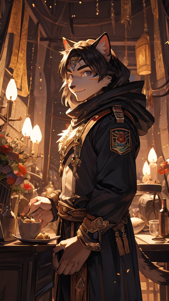Cat Beastman、（サードアイのgirl）、highest quality、masterpiece、Ultra-high resolution、(Realistic:1.4)、Crisp and beautiful image quality、alone、girl、Forehead gem、（Machinery Armor）、cat ears girl、Third Eye、A fearless smile