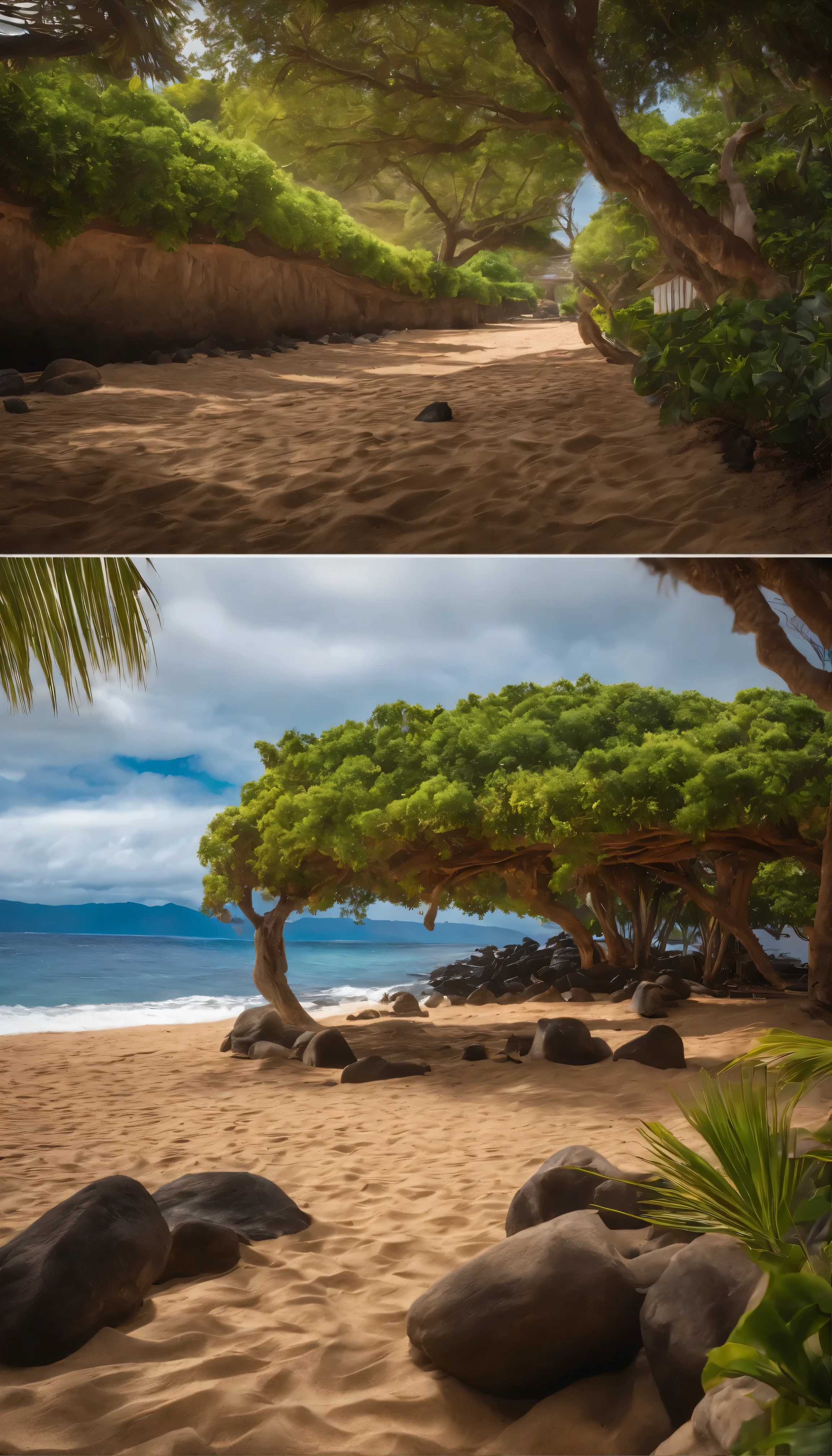 With high resolution images、Exploring the lesser known depths of downtown Lahaina、Enjoy the unparalleled beauty of Maui, Hawaii。Amidst the deserted nature that surrounds this enchanting place、The beach remains faintly visible、We beckon you to experience its breathtaking charm.。Each image iasterpiece-like rendering in the highest quality、Delivers a level of detail and clarity that feels almost tangible。From the vibrant colours of the dragon fruit trees to the gentle waves lapping on the shore、Every pixel is crafted with the utmost care.、We deliver the most authentic and immersive Maui adventure possible。
