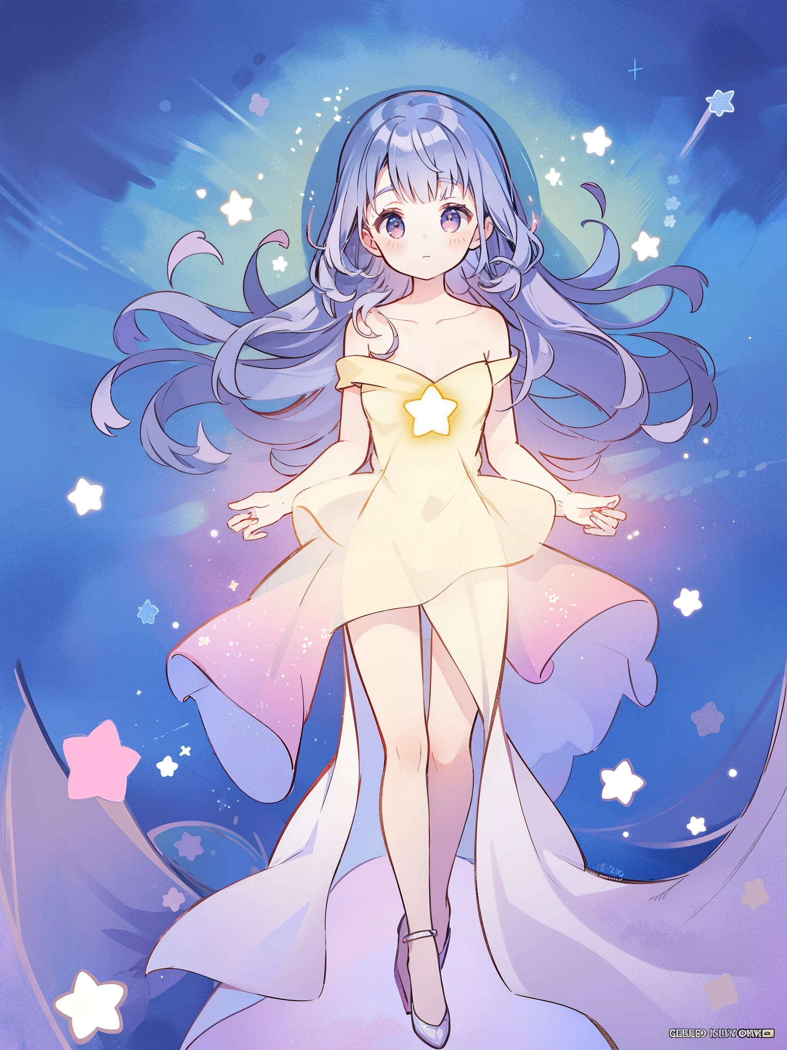 complex background, wishing star background, a woman wearing an ethereal mystical pink translucent dress that reflects the stars, perfume promo art, mystic, complex drawing, highly detailed, Covergirl brand, promo art, artistic rendition, ethereal, starry night, midjourney style