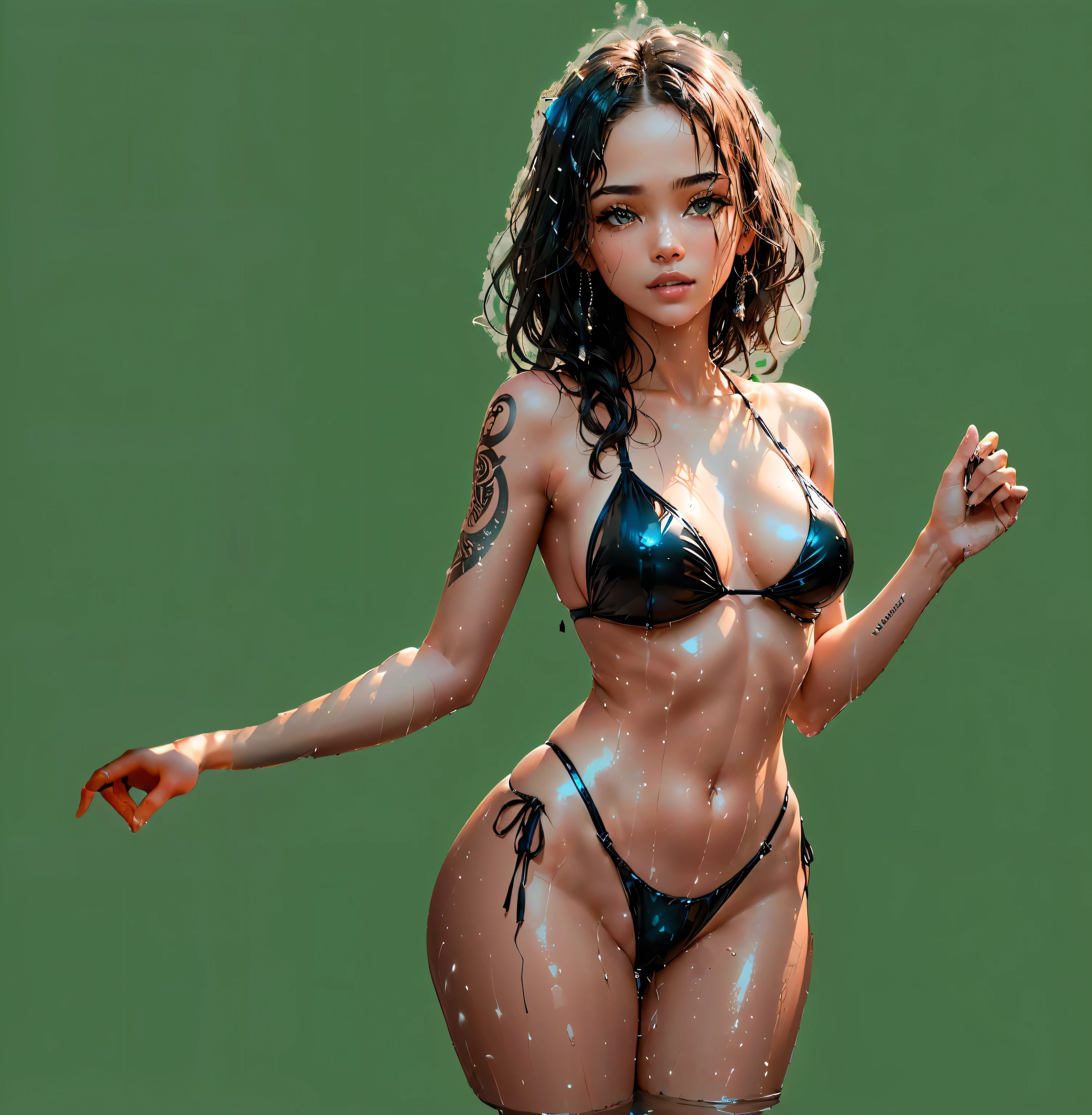 HAS A HOMOGENEOUS AND PERFECT SKIN COLOR (HYPER-REALISTIC) there is a woman in a bikini posing in the water, realistic bikini, pele brilhante, deviantart artstation cgscosiety, metallic bikini, Arte detalhada de alta qualidade em 8K, corpo perfeito, photorealistic corpo perfeito, corpo sexy, shiny plastic bikini, garota sexy, Wet swimsuit, 8k 3D rendering character art, corpo atraente, Corpo encharcado, corpo molhadothere is a woman in a bikini posing in the water, realistic bikini, pele brilhante, deviantart artstation cgscosiety, metallic bikini, Arte detalhada de alta qualidade em 8K, corpo perfeito, photorealistic corpo perfeito, corpo sexy, shiny plastic bikini, garota sexy, Wet swimsuit, 8k 3D rendering character art, corpo atraente, Corpo encharcado, corpo molhado