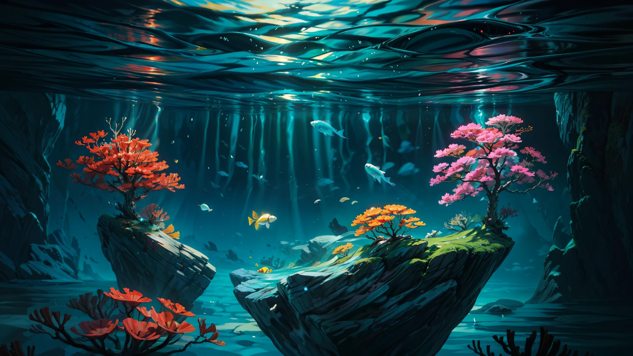 (((melhor qualidade))),(((ultra detalhado))),(((obra de arte))),(obra de arte), (melhor qualidade), (altamente detalhado), (ultra-detalhado)
"Imagine a mesmerizing scene where the azure depths of the ocean meet the vast expanse of the sky. Below the water's surface, a world of aquatic wonders unfolds, with vibrant coral reefs and schools of colorful fish dancing in the gentle currents. Above, fluffy white clouds drift lazily across a backdrop of brilliant blue. And suspended between these two realms, a delicate paper boat bobs gently on the water, its crisp folds catching the light as it floats serenely on the surface. It's a whimsical juxtaposition of reality and imagination, where the ordinary becomes extraordinary."