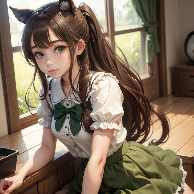 (Raw picture:1.2), (Photorealistic:1.4), Beautiful Detailed Girl, Highly Detailed Eyes and Face, Beautiful Detailed Eyes, Ridiculous, Incredibly Ridiculous, Huge File Size, Ultra Detailed, High Definition, Very Detailed, Best Quality, Masterpiece, Kemomimi, ((Japan Girls' High School Uniform)), Illustration, Very Detailed, CG, Unification, 8k Wallpaper, Fantastic, Fine details, masterpiece, top quality, highly detailed CG uniforms 8k wallpaper, light on face, movie lighting, girl, no panties, (((dynamic pose))), (camel toe), (half), (pantyhose), (knee bending leg sitting)) --auto --s2