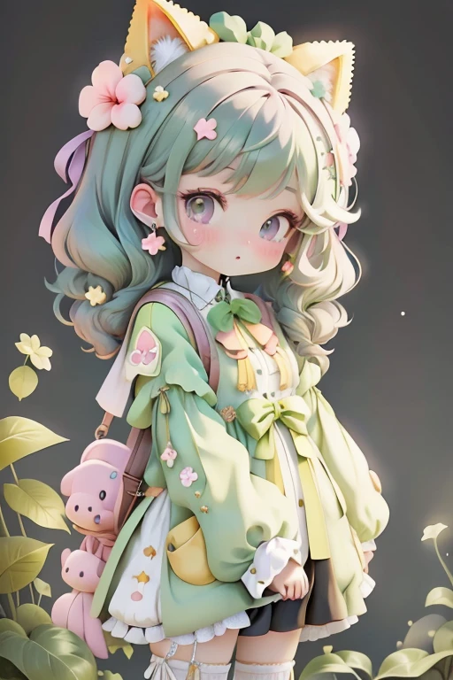 With a girl, Little、amber, , medium pastel peppermint green, Luxury Fabric, Dithering, Widespread,Viewer Lucky Violet