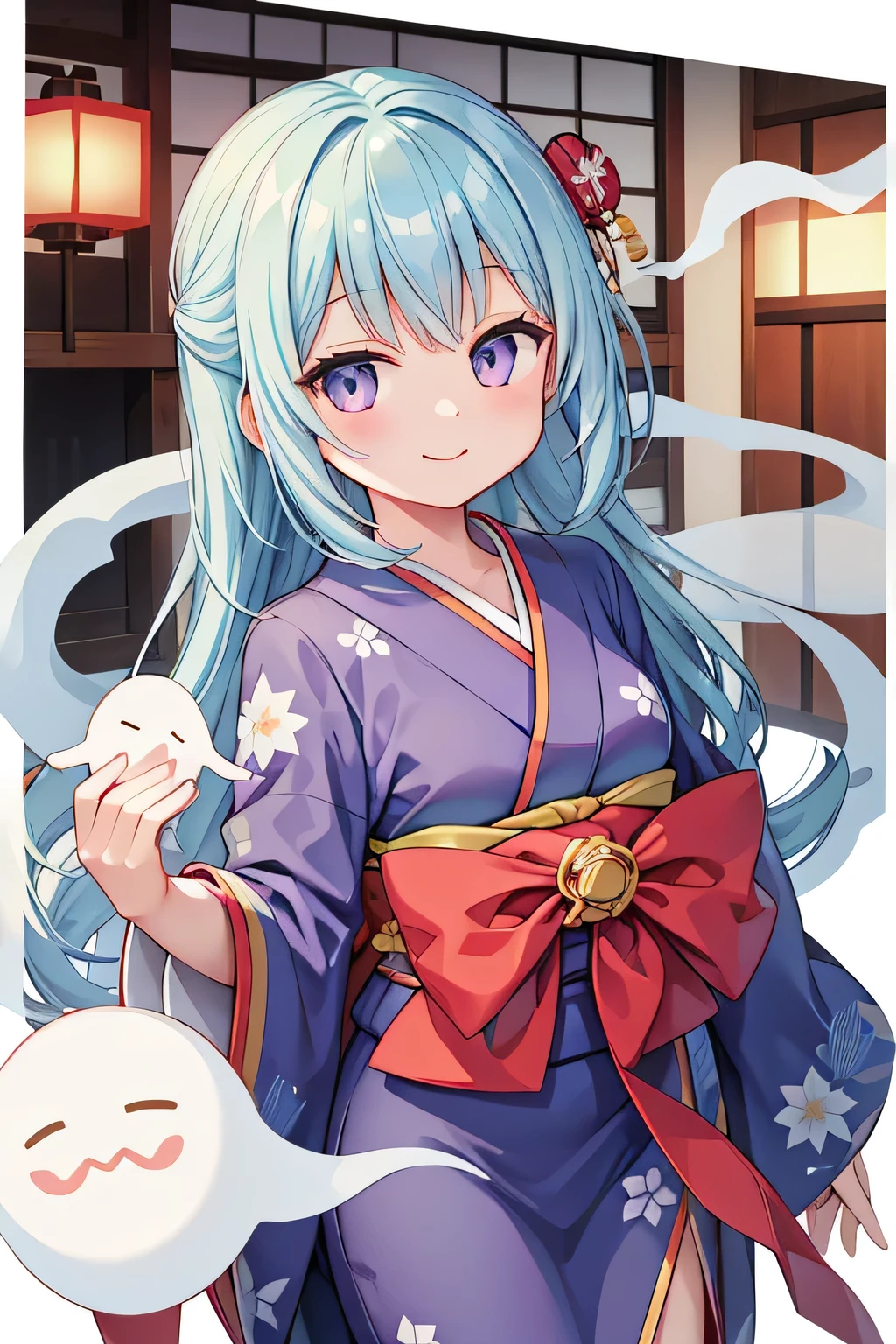 highest quality、smile、Ghost Girl、The body is transparent、kimono、Japanese-style room