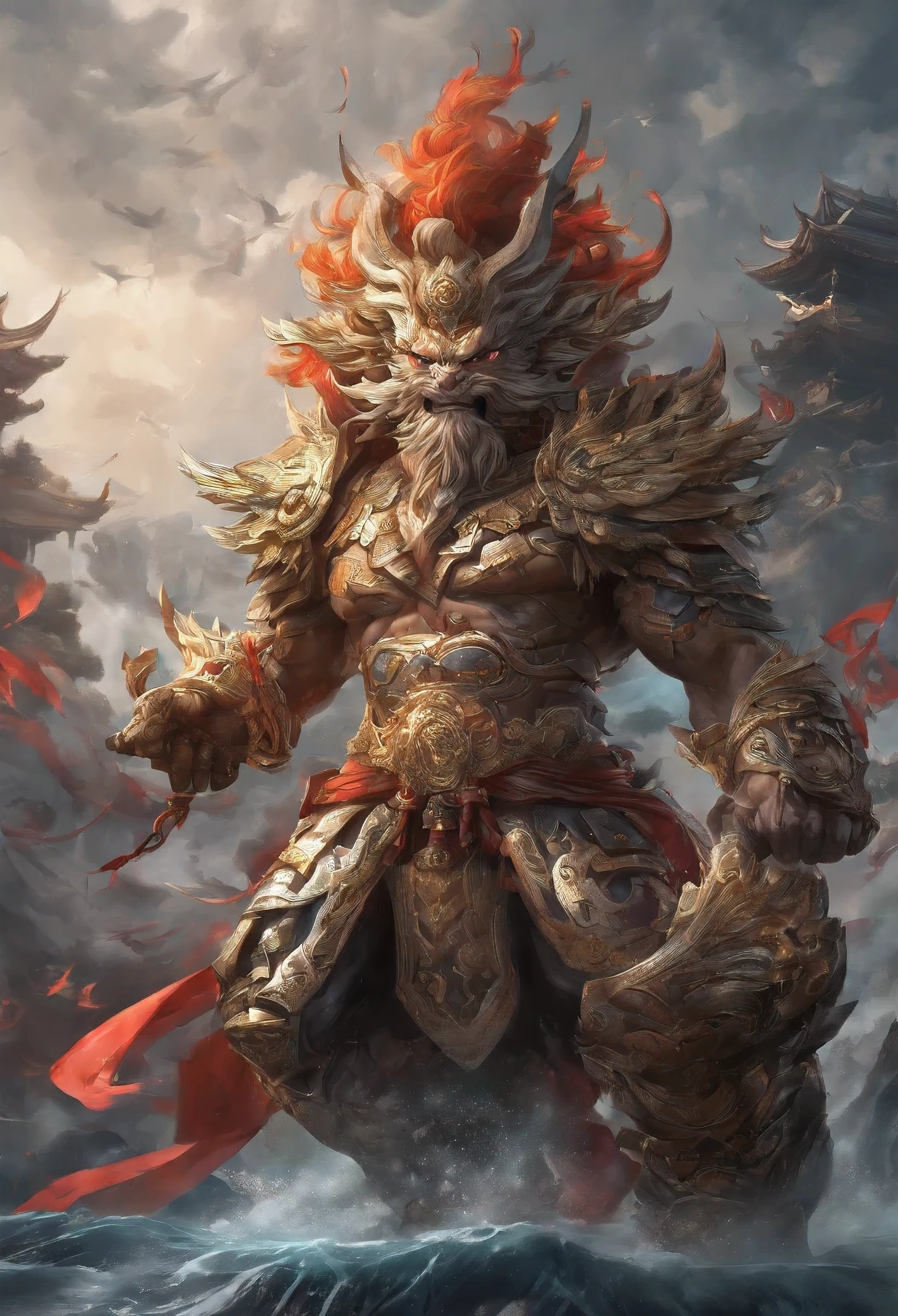 Chinese violent aesthetics,Mythical beast Xuanwu,Chinese Dragon God,Turtle Back,Highest quality,8K,The most precise details,Dongquan,Chinese fairy painting elements