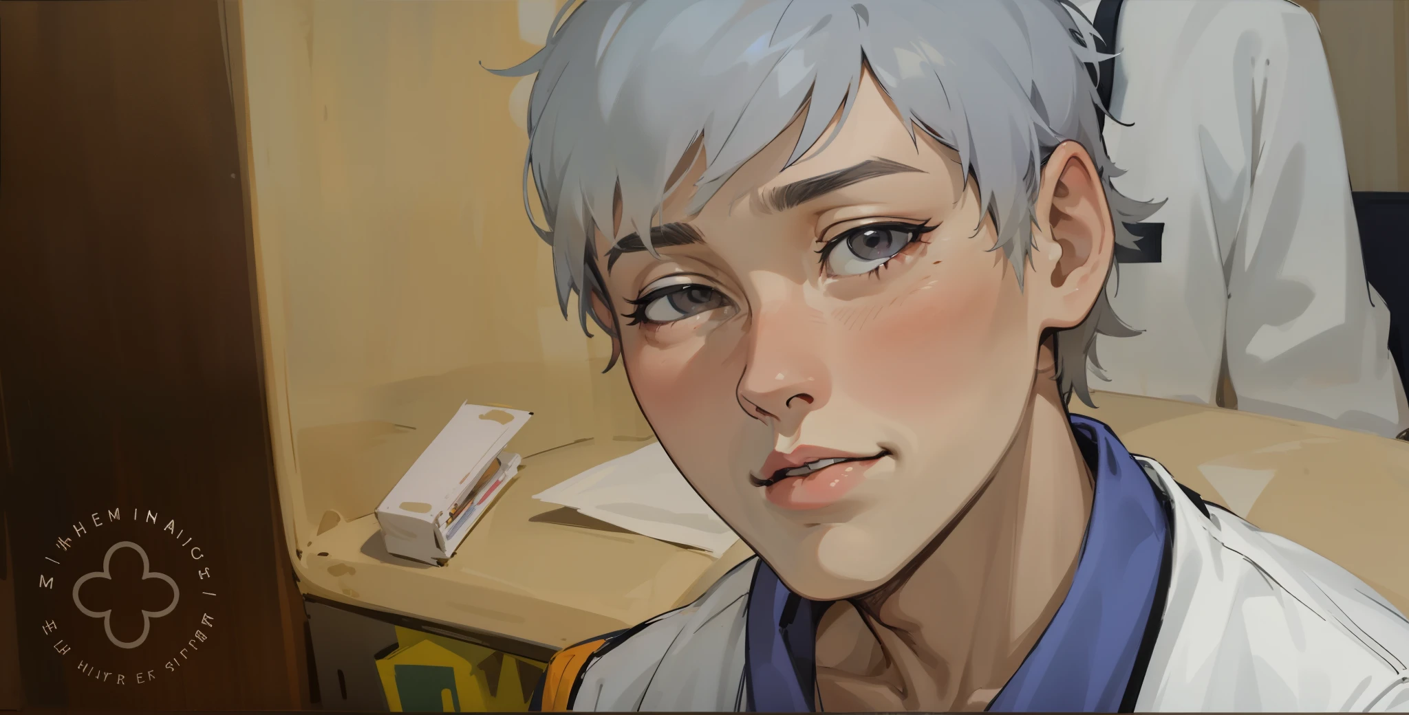 16 year old young man gray eyes