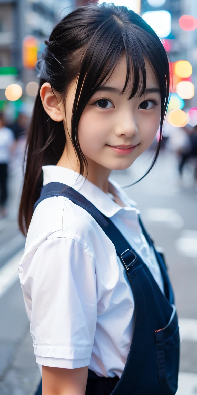 One incredibly cute girl,Super cute 16 year old girl、White skin、Wearing a sailor uniform、 Professional Lighting、Tokyo Street,night, Streetscape,City lights,Upper Body,close,smile,, (8k, RAW Photos, highest quality, masterpiece:1.2),(Realistic, photo-Realistic:1.37),