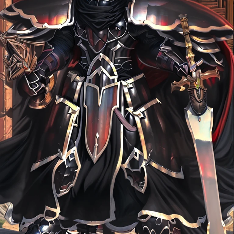 (absurdres, highres, ultra detailed),(Masterpiece, best quality:1.2)
Dark knight,
long sword,

BlackKnight_fe,
Armor, Cape, Helmet, Sword, shield,
The cloak is black color,
polished armor,
armor is shiny,


castle,