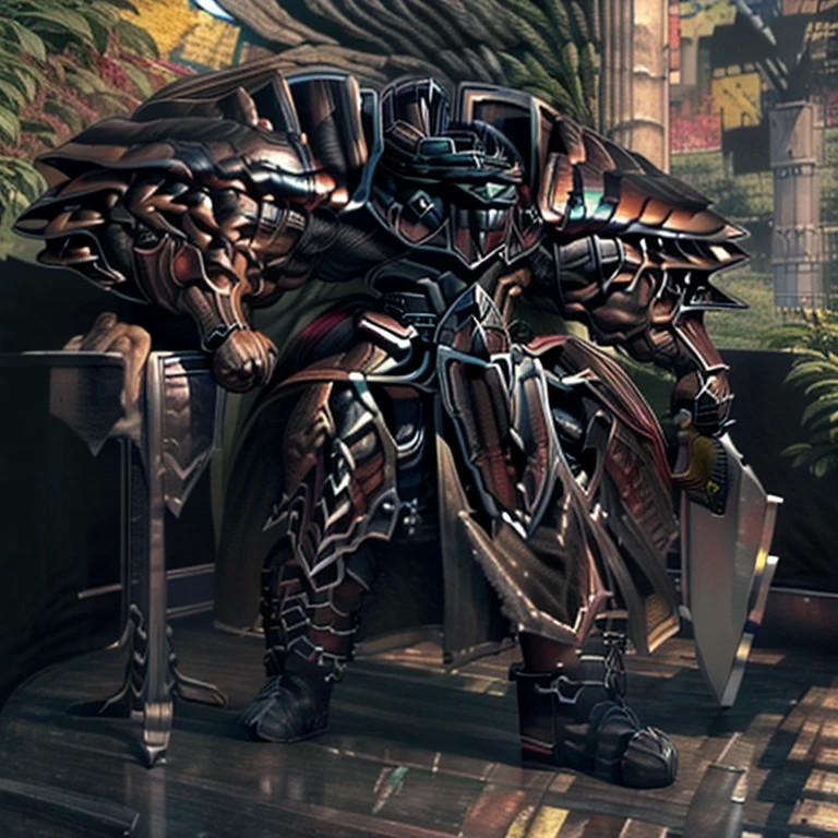 (absurdres, highres, ultra detailed),(Masterpiece, best quality:1.2)
Dark knight,
long sword,
BlackKnight_fe,
Armor, Cape, Helmet, Sword, shield,
The cloak is black color,
polished armor,
armor is shiny,
castle, big muscle (pecs, triceps, traps)
unusually developed muscular body,
body full of huge muscles.
showing off muscles,
pectorales enormes.
Exaggeratedly huge muscles.
Gigachad Muscular,
