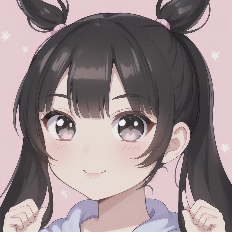 Highest_quality,masterpiece,1_girl,  smile, tooth, Black Hair, short hair,bangs, Open your mouth, Side Ponytail,Raise your arms,  blunt bangs, Reverse hair