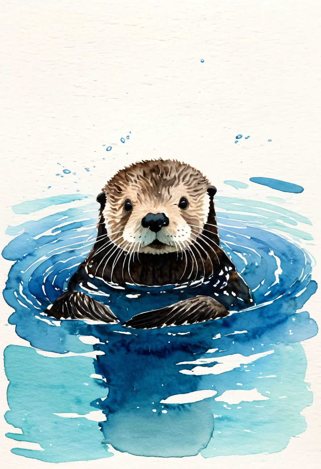 Very basic and simple water color painting of a sea otter 