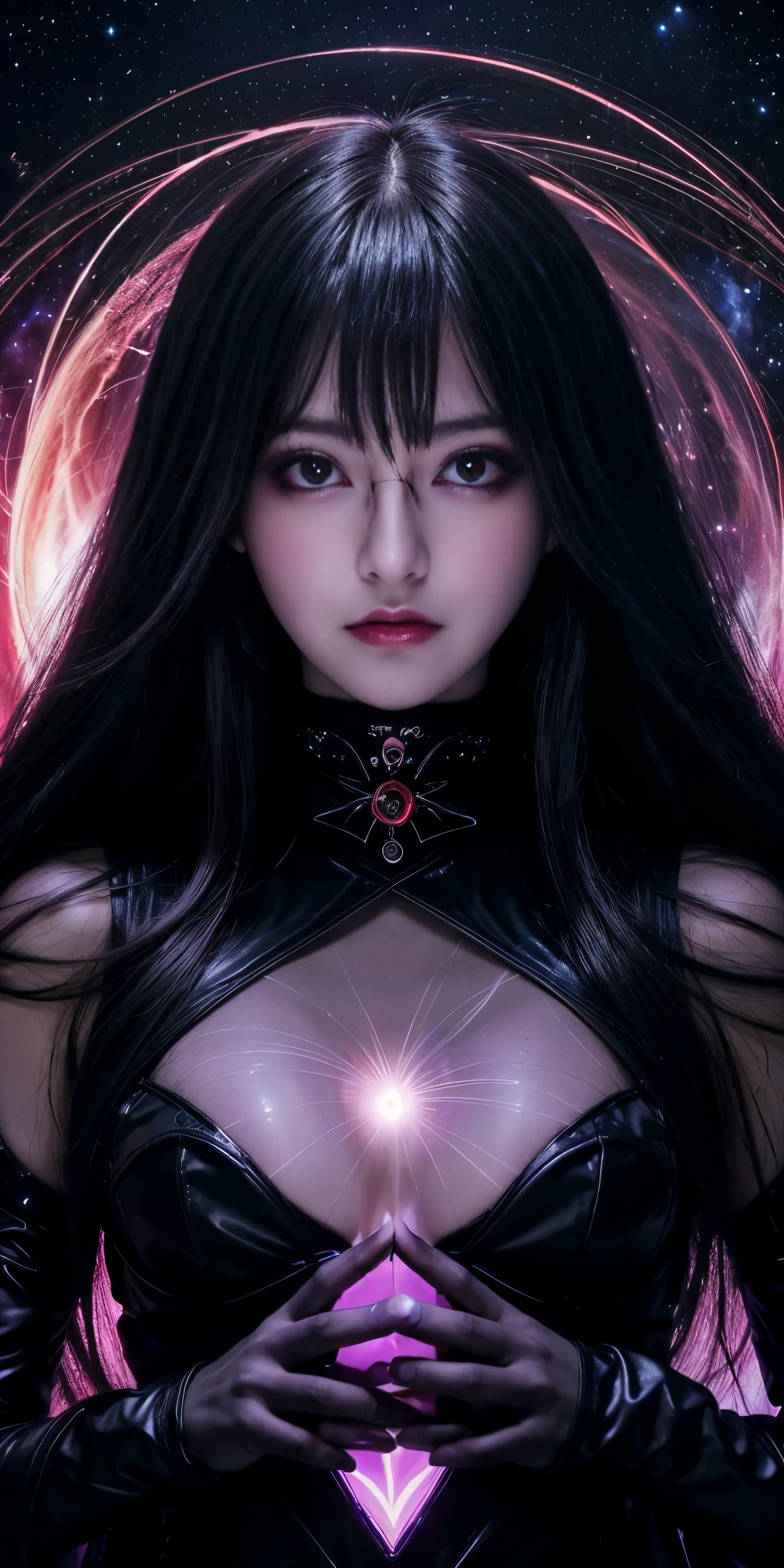 (highest quality,High resolution:1.2),(dark,Threatening:1.1),(Bad luckな:1.1), In the vortex of space,
Heart of a Goth Maiden, Very dark shade.
Her Eyes, Like dazzling fur in a starless haze,
A symphony of despair in their eyes.
Her Mogul Snaps, Mysterious Cemetery,
Think about it, The source of her sadness.
Black hair swaying in the moonlight,
She weaves despair into her dreams.
oh, Her Soul, Shadow&#39;Embrace,
Take me to space.
At each step of the Kelhudelgoring, She summons darkness,
Dance of the Void, Whippler Big Spark.
Her touch is the cold caress of the void,
In her vague existence, I am left confused.
For Love, Bumblewisk, Cosmic Power,
Stars shining in the endless night.
Confusion swirls, Let the emptiness cry out,
Our love is a dazzling dream in the universe.
Gothic Witch of the entire star world,
In your void, I find my soul.
Hypermaximalist, Anime Style, Breathtaking oil paintings, Surreal, Ultra-realistic digital illustrations that mimic the style of oil paintings, Seamlessly blending Alex Grey&#39;s psychedelic visionary art with H&#39;s biomechanical aesthetic.R. Giger. Great composition, masterpiece, highest quality, (devil,Satan,Lucifer:1.1),(devilish:1.1),(Bad luck,Bad luckな:1.1),(Powerful figure:1.1、Big Breasts、Glasses) 、 ((((Huge glasses, Nerd Glasses, thick glasses, Round Glasses)))),(((Big Breasts)))、(Red eyes glow:1.6)、(Red glowing eyes,Sharp teeth:1.1),(Black wings,thick,shabby:1.1),(hellish landscape:1.1),(fire,sulfur:1.1),(Threatening atmosphere:1.1),(dark shadows,Threatening presence:1.1),(Bad luck clouds,Stormy Skies:1.1),(dark,Spooky atmosphere:1.1),(Bad luck aura,Evil energy:1.1),(dark aura,cigarette:1.1),(Extreme heat,Burning Flames:1.1),(Surreal,Nightmare Visions:1.1),(Predicting the end:1.1),(Twisted corners,Fiery crown:1.1),(Bad luck whispers,devilish laughter:1.1),(Cries of pain,echoing screams:1.1),(Bad luck symbols,Ancient runes:1.1),(Mysterious Relic,dark artifacts:1.1),(Infernal Ritual,Ritual sacrifice:1.1),(devilish minio