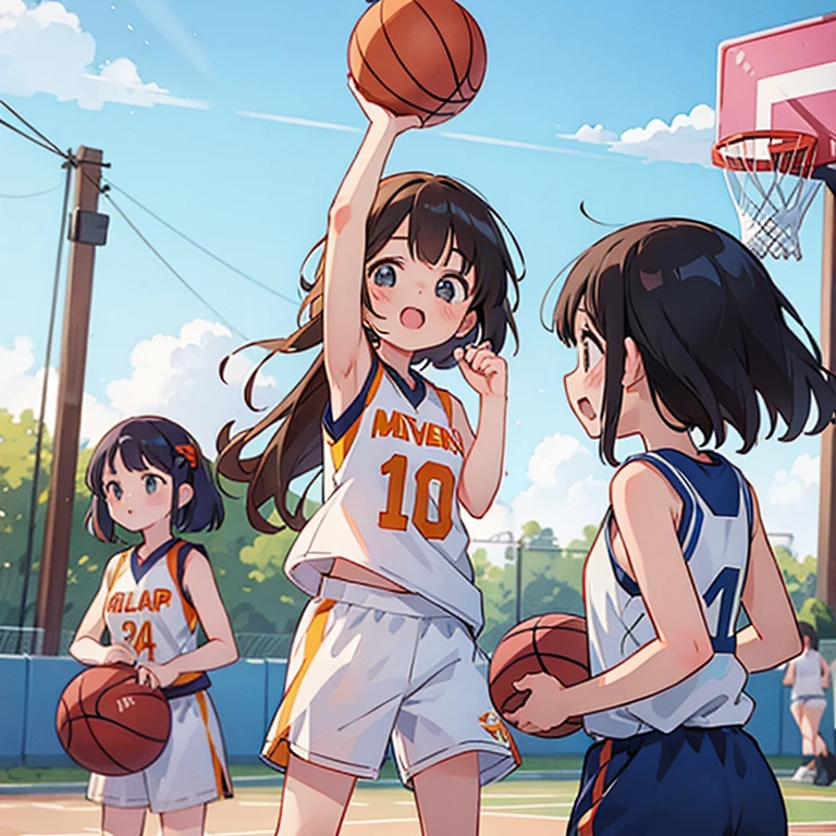 Girls playing basketball