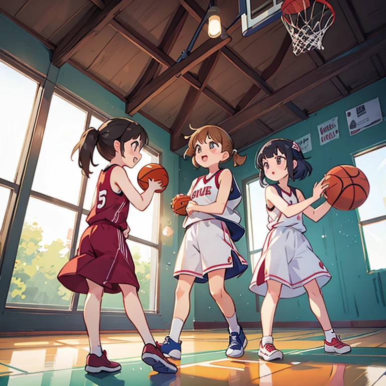 Girls playing basketball