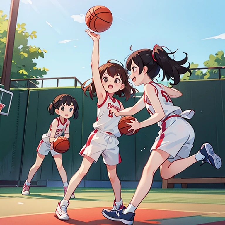 Girls playing basketball