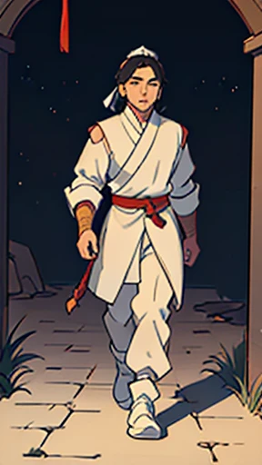(A handsome man walks by)、Three Kingdoms、Ancient Chinese man in armor、A white bandana on my head
