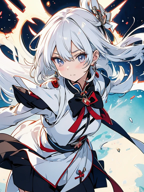 Anime girl, genshin impact , white hair