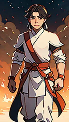 (A handsome man walks by)、Three Kingdoms、Ancient Chinese man in armor、A white bandana on my head
