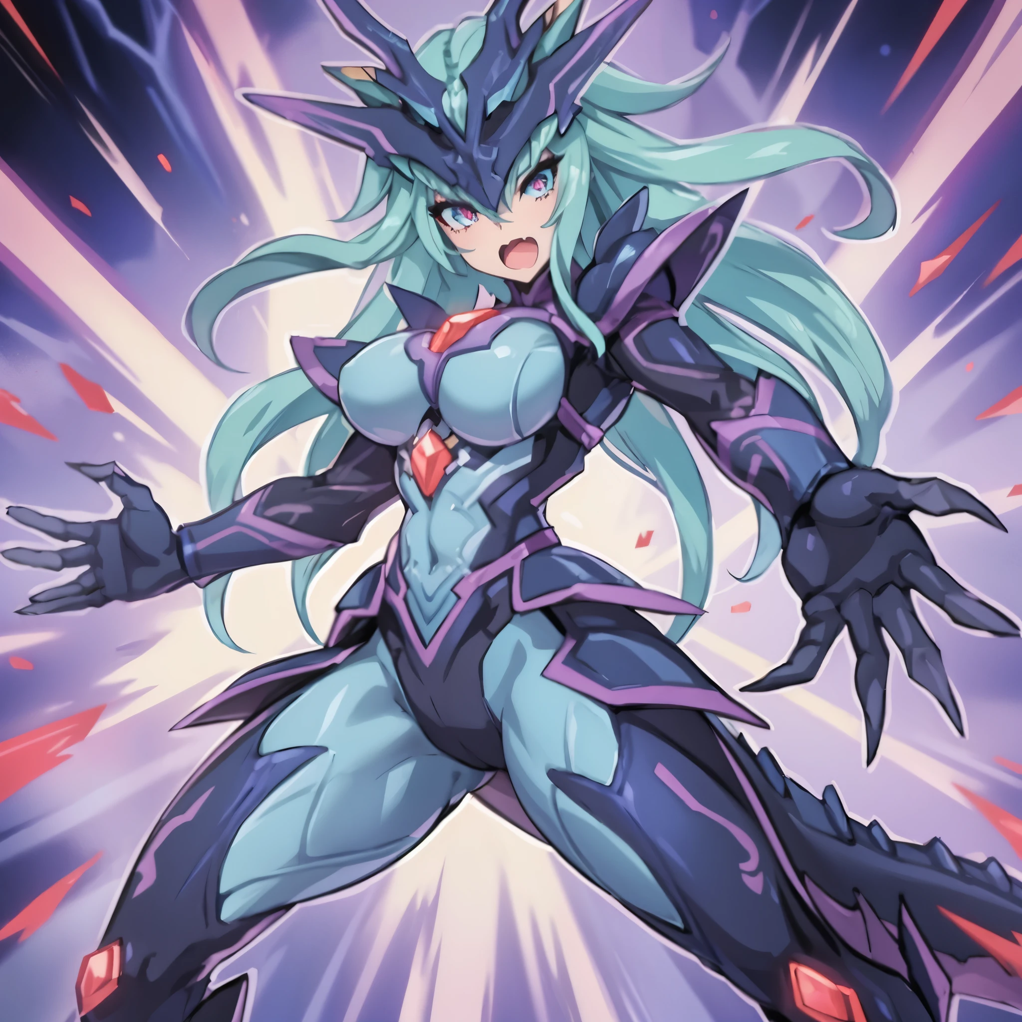 Blue galaxy dragon girl, sexy, large breasts, 