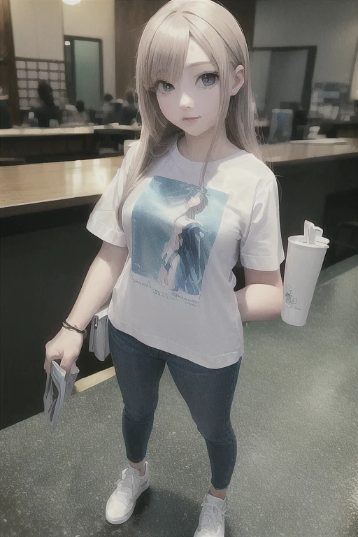 hyper Realistic Anime, Real life anime girls, Realistic Anime, a Surreal , Realistic - Anime, Realistic Anime 3 d style, photoRealistic Anime, Surreal , Realistic young anime girl,Standing posture,Long sleeve T-shirt