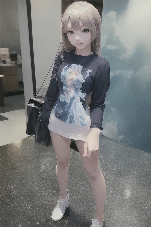  hyper Realistic Anime, Real life anime girls, Realistic Anime, a Surreal , Realistic - Anime, Realistic Anime 3 d style, photoRealistic Anime, Surreal , Realistic young anime girl,Standing posture,Long sleeve T-shirt