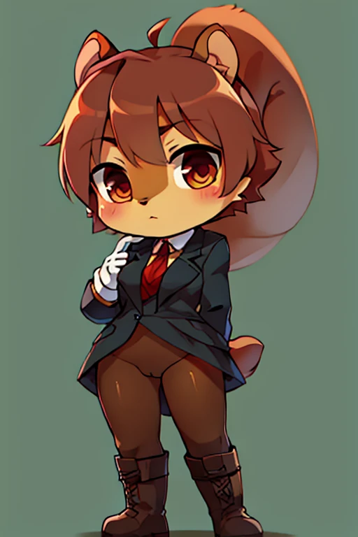 boy, squirrel, furry, bodyfur, blazer, no under pantyholoves, boots, chibi