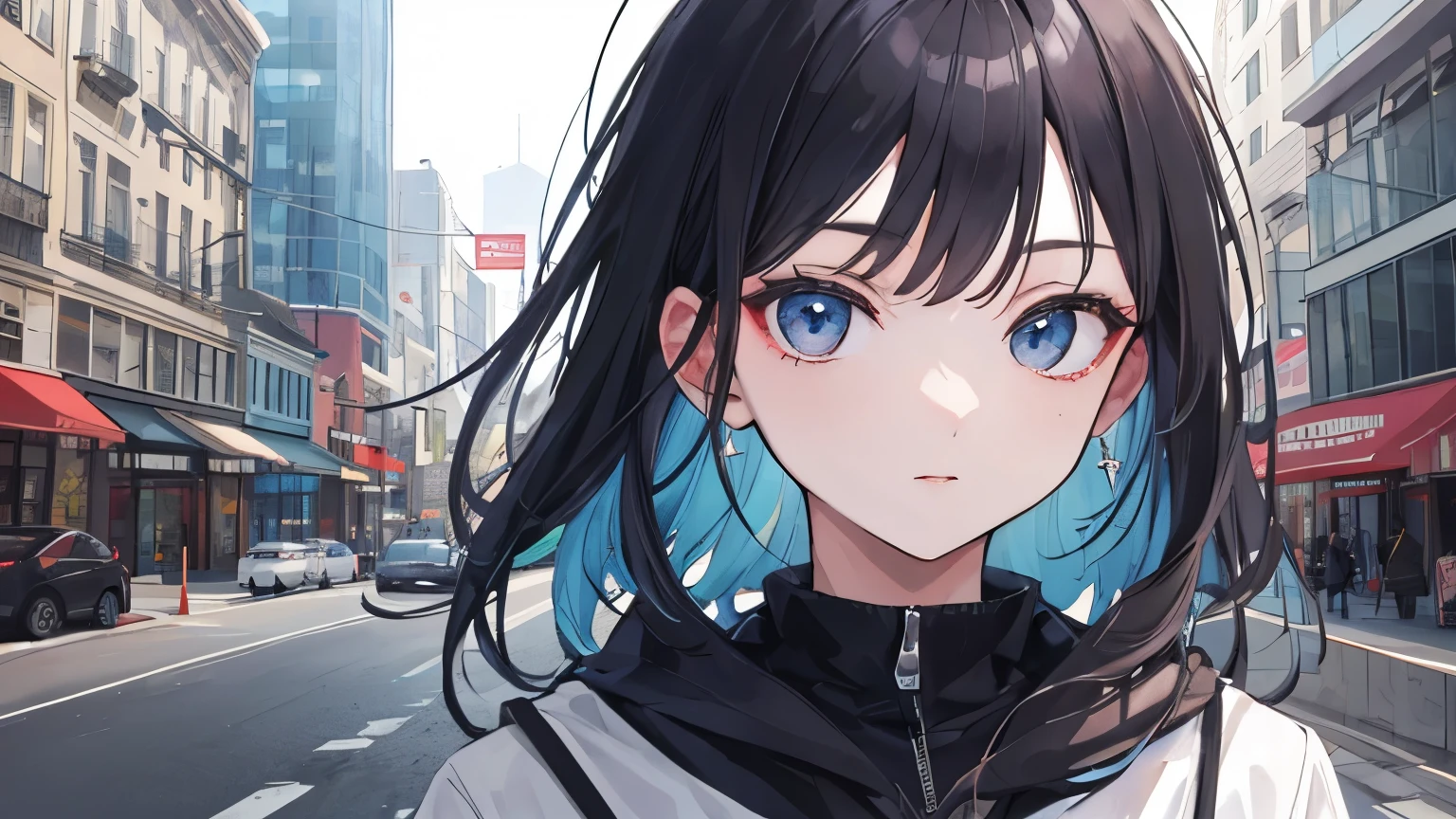 ((highest quality)), ((masterpiece)), (detailed), Perfect Face,Urban Bustle