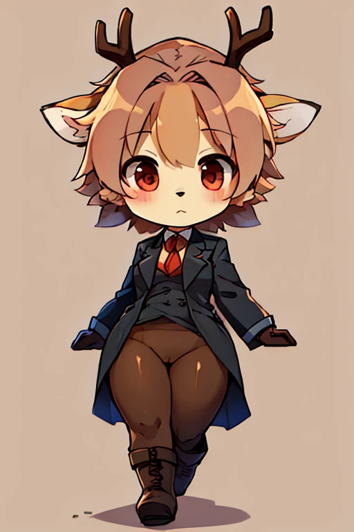 boy, deer, furry, bodyfur, blazer, no panties under pantyhose, gloves, boots, chibi
