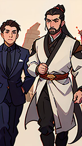(A handsome man walks by)、Three Kingdoman in ancient Chinese armor、Ancient Chinese man with topknot