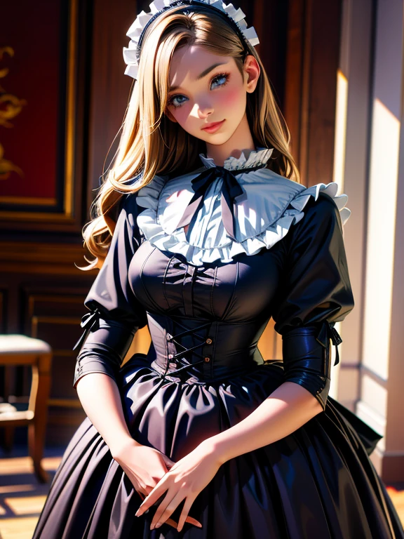 {{masterpiece、highest quality、(((Realistic、Realistic:1.37)))、8K quality}}, A woman dressed in Gothic ****ta costume is holding a music box、A scene from a tea party with gothic ****ta cosplayers、An elegant white dress with a black base and a hidden chest、Highly detailed frills、Roll up the bonnet vertically、Skirt inflated with panniers、Gothic ****ta Style、****ta girl in elegant black dress decorated with white frills、Skirt with vertical roll pannier, artwork in the style of Switzerland, Switzerland on pixiv artstation, Switzerland, Fantasy art style, Switzerland masterpiece, Beautiful and elegant queen, Beautiful character drawings, Detailed digital anime art, Blonde Gothic ****ta Cosplay Princess, Gray Hair, Sky blue eyes, Pink Lips