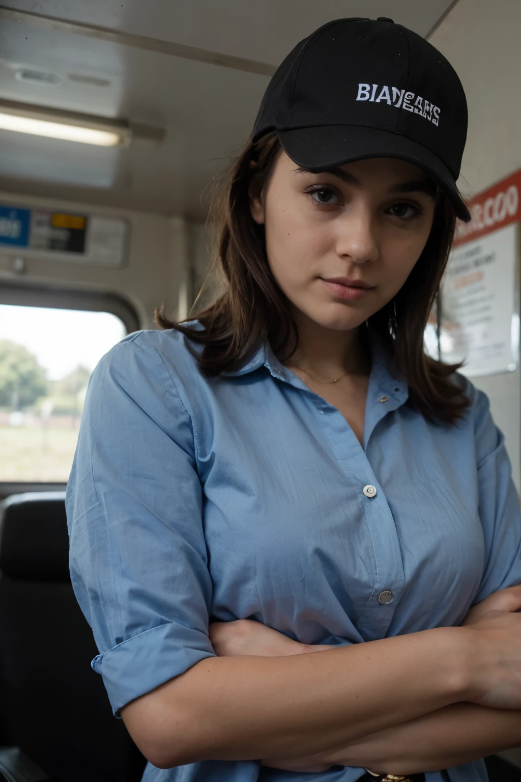 train driver run in blue shirt
