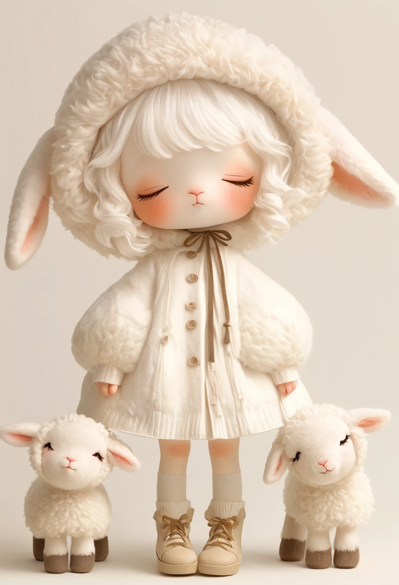 dream，Cute lamb girl wearing a big hat，Soft，sock，shoe，whole body，Soft，