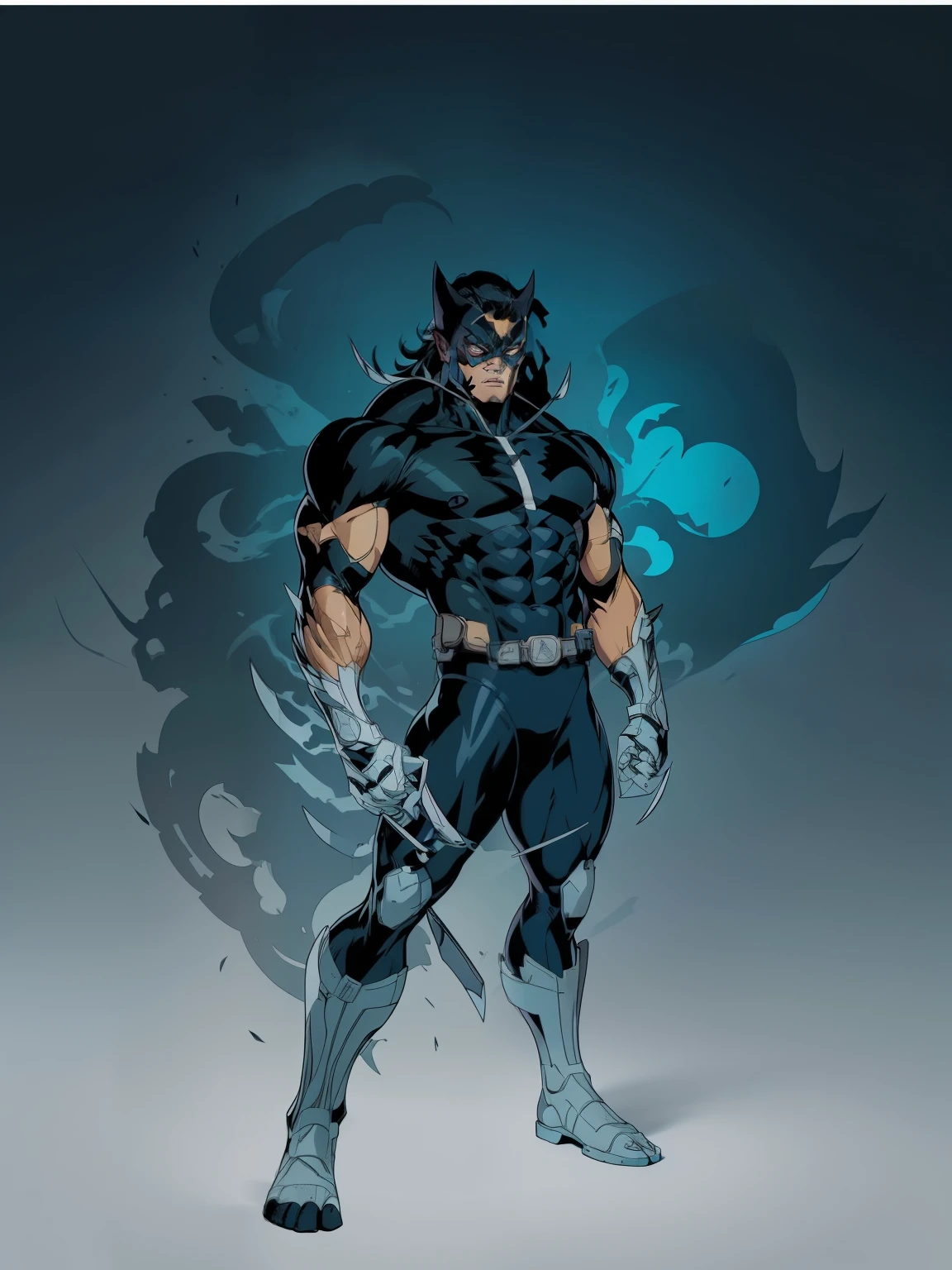 Full body shot, (cel-shading style:1.3), Centered image, Super detailed illustration of a superhero character, Original and very cool, A strong man with a very ripped body,  sharp claw like finger armor like a monster. Wolverine like claws. , Art by Alphonse Mucha, Empty white backgroundTrace in bold, no-frame, High contrast, (Cell shade:1.1), vector, 32K resolution, Best Quality, flat-colors, Flat light. Very detailed and intricate
