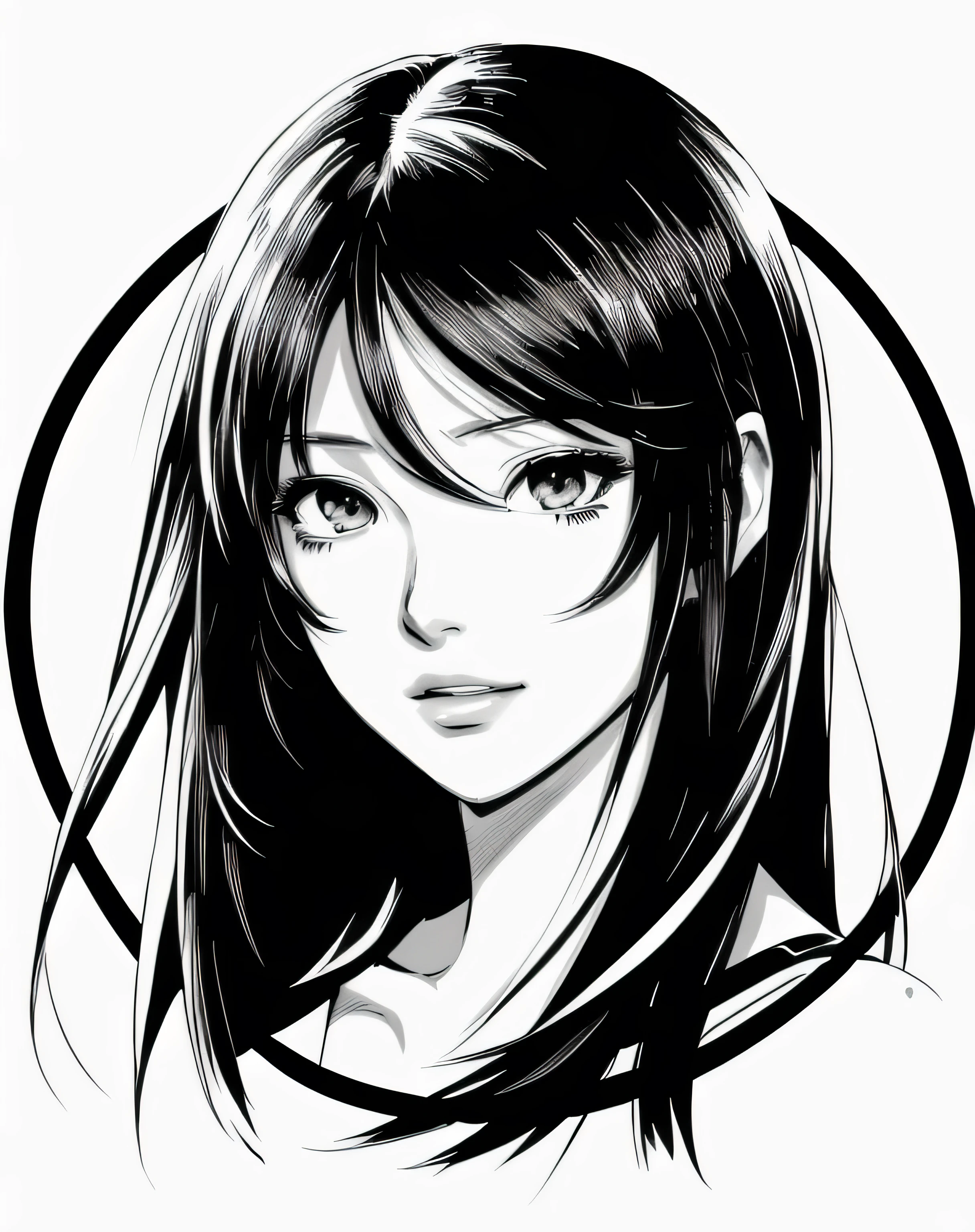 a black and white drawing of a girl with long hair, vector shaded anime, portrait of a female anime hero, black and white manga style, anime character portrait, anime girl portrait, detailed anime face, detailed portrait of anime girl, high detailed face anime, stunning anime face portrait, anime girl portrait profile, portrait of anime girl, seinen manga portrait