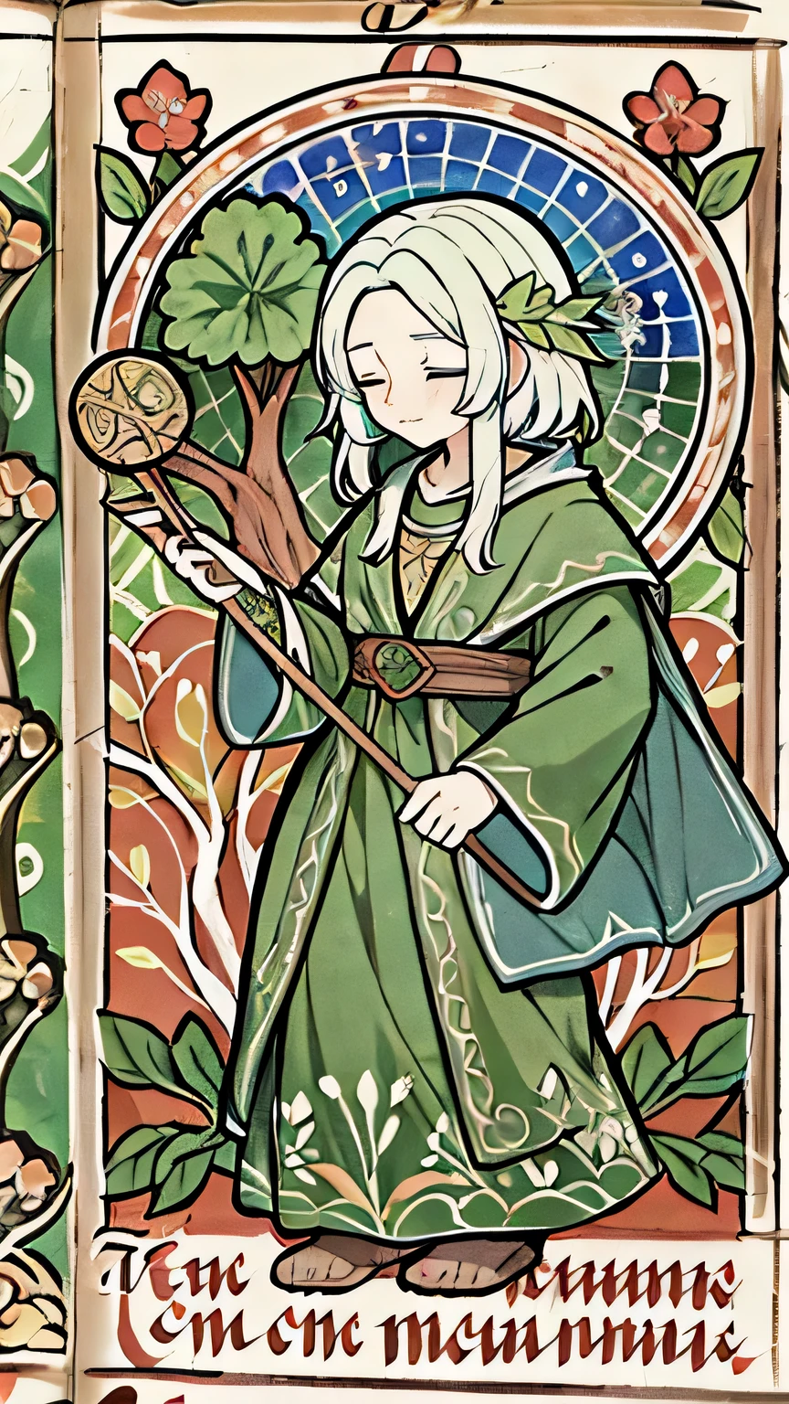 Herbalist, Botanical medicine, Plant cultivation, The magic of plants, From bestiary_style, masterpiece, highest quality, alone, RPG Druid