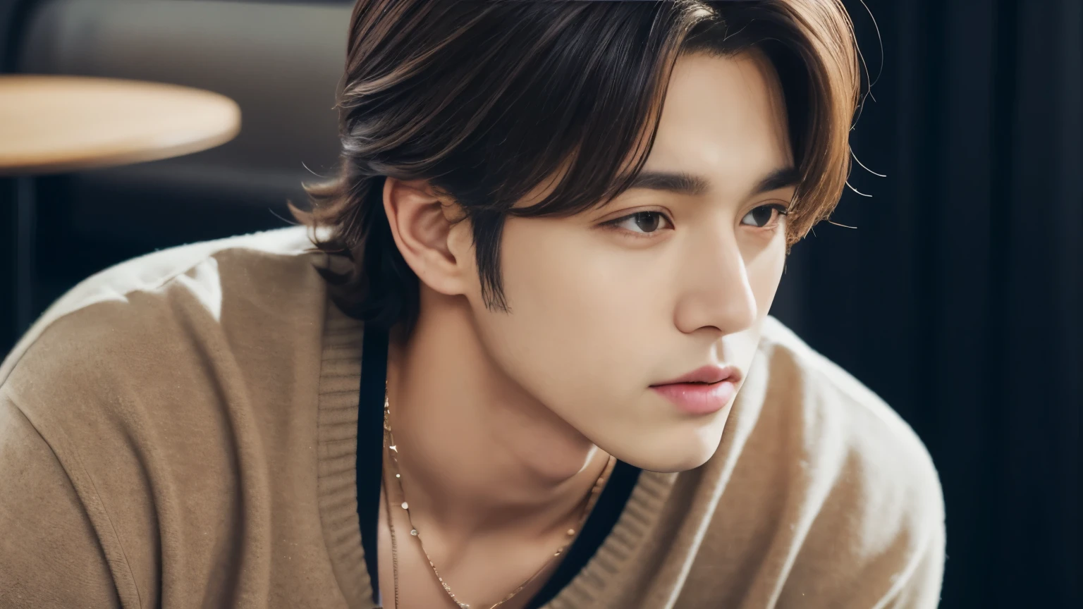 musician、Breezy, 20代のa handsome guy性、(Super cool S-class guy)、Japanese Men, 20-year-old、、inside a stylish cafeで撮影、a handsome guy、(CG Unity 8K high resolution photo)、(Very detailedSクラスのa handsome guy性)、(Realistic)、(highest quality))、Very detailed、super high quality、expensive、audience、kind person、Very beautiful hair Perm Hair、Bright photo、Handsome like a model、Handsome like an idol、Looking at the camera、inside a stylish cafe、Stubble