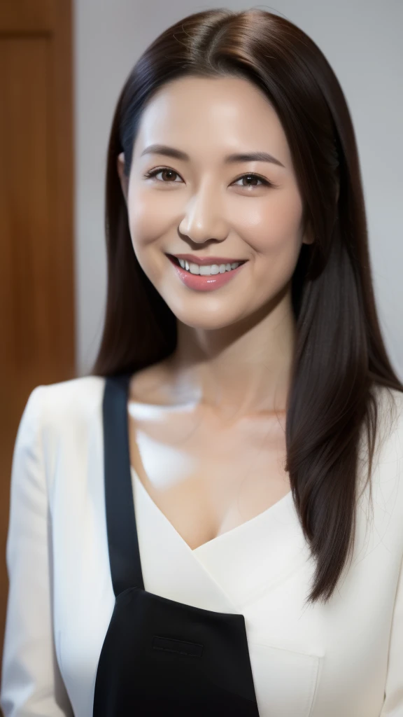 masterpiece,highest quality, Big Chest, smile,Long legs, White and soft,Hyper detail on skin,Unclog pores,Panoramic View,bent hips,Black Stockings,Beautiful young Japanese woman in her 30s, Perfect face, good looking, (Detailed facial features), Your face is clean and beautiful