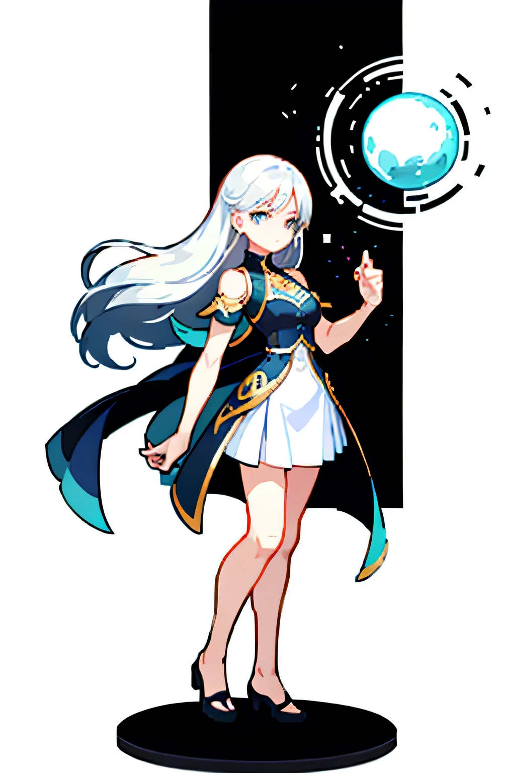 Official art, full-body close-up, extreme picture quality, fine details, a beautiful and white girl, wearing a short white skirt, long white hair shawl, flowing hair, elegant manners, with a faint sad expression, floating in the air, her figure is too good to be eye-catching