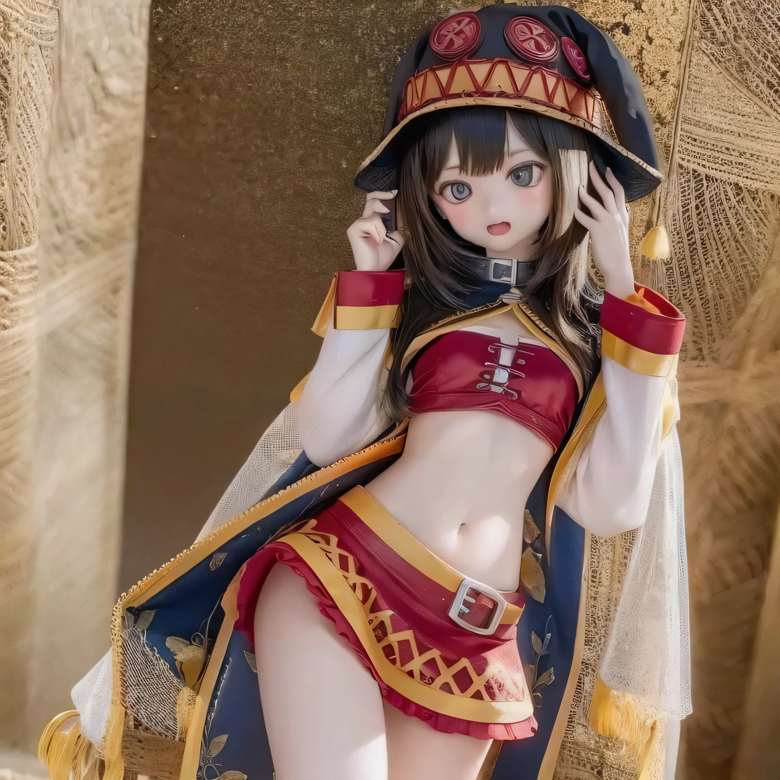 Chibi Contrapposto Big Hat Flat Chest Megumin Girl Photorealistic