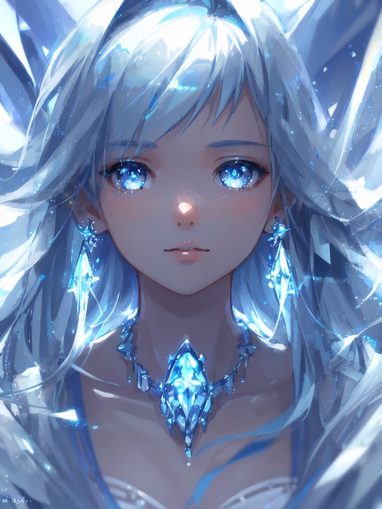 masterpiece, best quality, illustration, sax blue, platinum earrings, platinum necklace, white dress, 1girl, cute, (dynamic lighting:1.2), cinematic lighting, delicate facial features, detailed eyes, sharp pupils, realistic pupils, depth of field, bokeh, sharp focus, (hyper-detailed, bloom, glow:1.4), many small gems