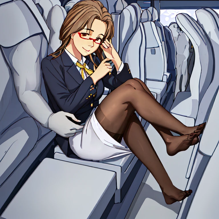 masterpiece、highest quality、(Full body photo:1.5)、Super detailed photos、flight attendantの制服、flight attendantのジャケットを着る、(Greasy body)、(White tight skirt:1.5)、Raise the hand、(((Being held from behind by an old man with thinning hair:1.5)))、 Transparent pantyhose、(((catch:1.5)))、 Photorealistic,Absurd, Too much exposed skin, Photorealistic, ((Medium Breast: 1.3)(highest quality)、Too much exposed skin、smile 、（flight attendant）、High resolution、Skin with attention to detail、A face with attention to detail、((Inside the passenger cabin:1.5))、(flight attendantの制服)、One Girl、solo、(flight attendantの髪型)、Beautiful teeth detailasterpiece、Hentai Realism、Professional Lighting、picture、facial、Beautiful skins、Perfect Lips、Super detailed photos、((Very delicate and beautiful face and eyes))、Brunette color hair、Exposed skin、((Legs apart 1.9))、from the front、Symmetrical eyes、flight attendantの髪型、Beautiful feet、Perfect legs、Perfect Anatomy、((Ultra-thin pantyhose :1.2))、