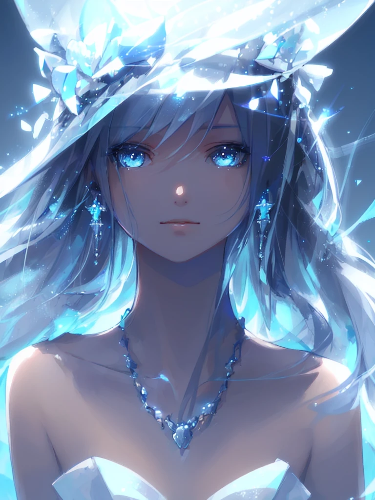 masterpiece, best quality, illustration, sax blue, platinum earrings, platinum necklace, white dress, 1girl, cute, (dynamic lighting:1.2), cinematic lighting, delicate facial features, detailed eyes, sharp pupils, realistic pupils, depth of field, bokeh, sharp focus, (hyper-detailed, bloom, glow:1.4), many small gems