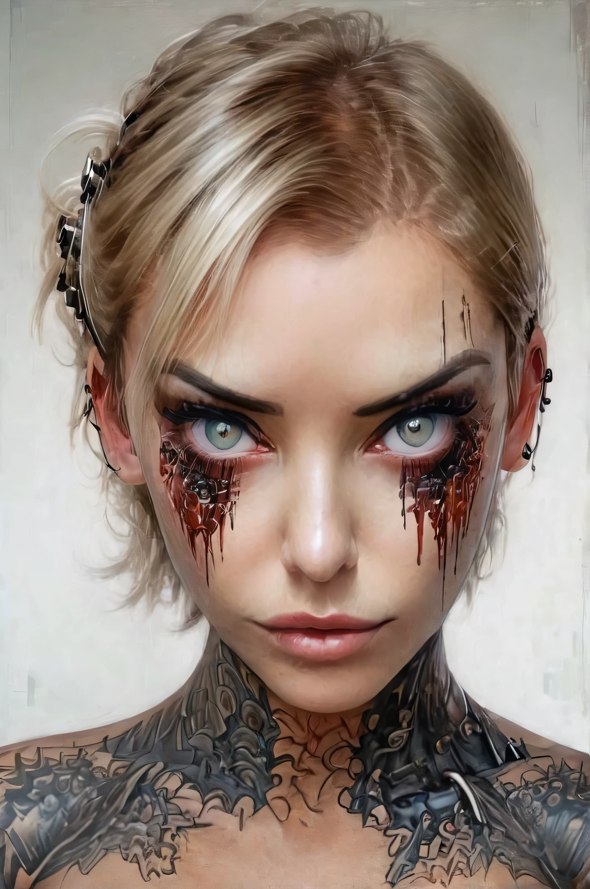 anime artwork, commercial portrait, (full body shot:1.6), cyberpunk style, 1girl, white face paint, black bleeding mascara, perfect anatomy, posing for the camera, stunningly beautiful, perfect face, glowing eyes, intricate details, ultra-realistic, high saturation, cinematic light, 35mm raw photo, nsfw, art by j.c. leyendecker