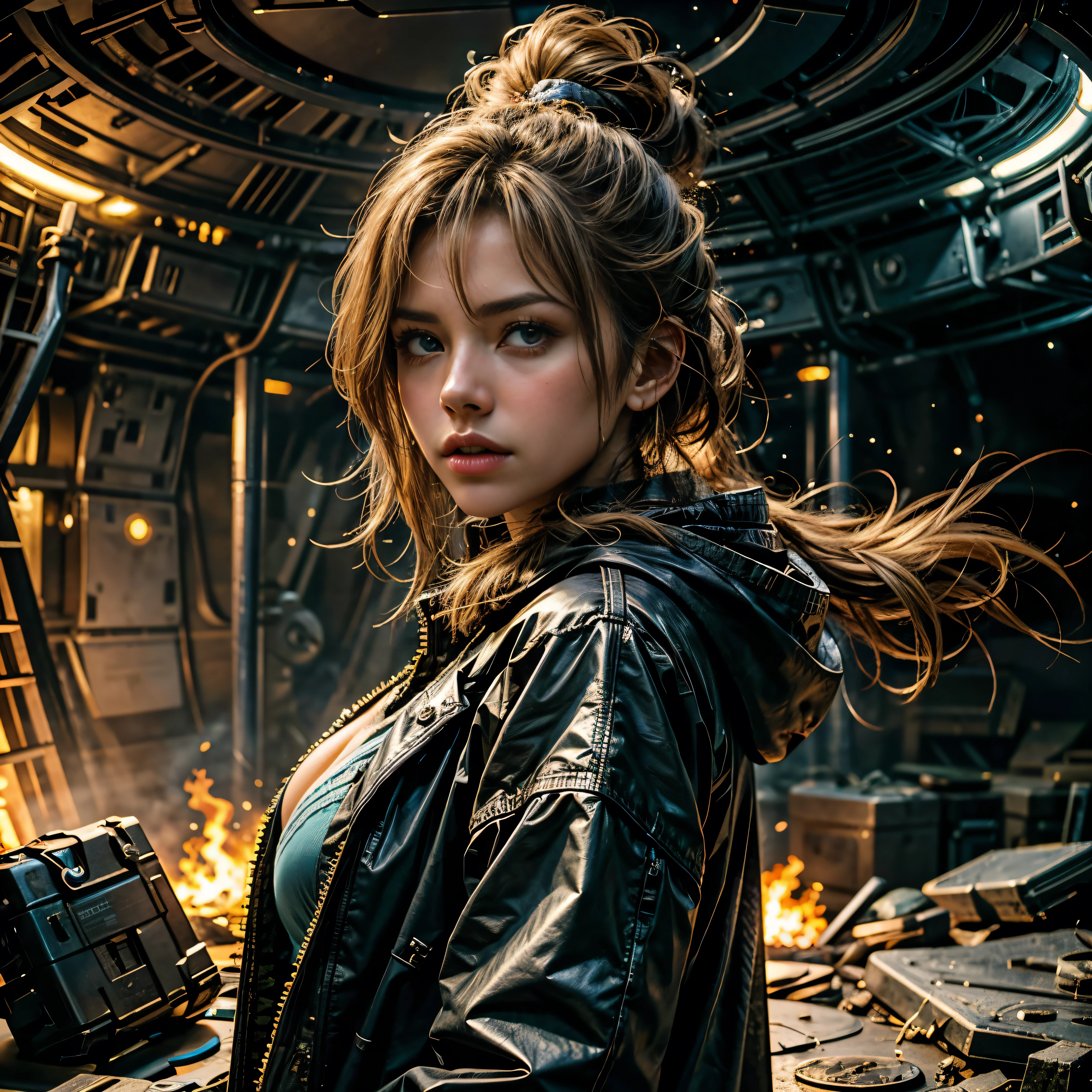 (High resolution、masterpiece:1.2)、Super detailed、(Photorealistic:1.37)、SF、Adventurer、Explore ancient ruins、Gorgeous detailed face and figure、Ideal proportions、Big Breasts、Beautiful long straight hair tied in a braided ponytail、blonde、(stylish、Holographic Coat:1.4)、Dynamic pose、Dynamic angle、treasure hunter、interstellar background、Advanced technology、Glowing Light、Extraterrestrial relics、Exciting action、Breathtaking landscapes、Amazingly detailed alien architecture、Ethereal colors、Heavenly atmosphere、Out-of-this-world scenery、laser weapon、Intense emotions、Adrenaline-pumping adventure、Thrilling suspense、Action-packed quests、Distant future、A young and beautiful woman、With stunning features and a perfect body type、Depicted as a bold and fearless treasure hunter、Explore the depths of ancient extraterrestrial ruins in outer space、This work、Incredible High Resolution(highest quality、4k、8k、High resolution、masterpiece:1.2)とSuper detailed(Photorealistic:1.37)Proud of its depiction of、The face of the hero、body、Captures every intricate detail of the surrounding environment、This work focuses on the science fiction genre.、Advanced technology、Fascinating interstellar background、Introducing the scenery of another world。Character dynamic pose and angle、It adds energy and a sense of adventure to the scene.。Her long, beautiful blonde hair is meticulously braided into a ponytail.、Enhances aesthetic appeal、Adds elegance to the overall appearance、treasure hunterとして、She encounters various relics and ancient structures、They are painted in ethereal colors with exquisite detail.、The celestial atmosphere captivates the audience.、In this work、The protagonist engages in a thrilling quest、It also features intense emotions and adrenaline-pumping action as you face dangerous challenges.、Laser weapons and futuristic elements create a sci-fi atmosphere.、Providing viewers with a visually stunning and immersive experience、mynatalee woman、cr1r3、natural breasts、tooimage