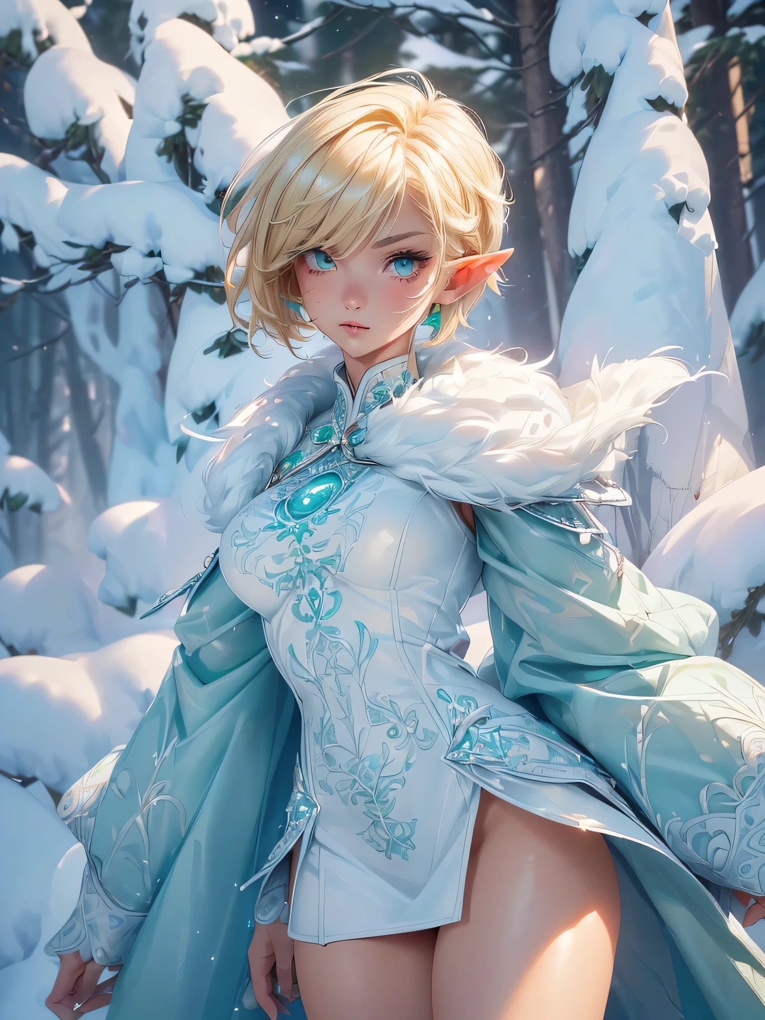 cute elf,((anime elf with extremely cute and beautiful blond hair)),((((undercut blond hair,short hair,colored inner hair)))),(((green_eyes:1.3))),intricate eyes,beautiful detailed eyes,symmetrical eyes,big eyes:1.5,enchanting bright eyes studded with gold and silver dust,(((pinky and glowing_skin,shiny body,plastic glitter skin,exaggerated shiny skin,illuminated skin))),upward breasts,(detailed body,(detailed face)),cute,daring,zettai ryouiki,show skin,best relationship with four fingers and one thumb,((girl trembling with sexual climax))
Break (((aqua fur coat,  wearing a ice dress,aqua winter coat))), ((ice dress,elegant ice dress)),(white gloves,white clothes,(((intricate outfit,intricate clothes,embroidered outfit,ornate outfit,embroidered clothes,ornate clothes))),(dynamic pose:1.0),embarrassed,(centered,scale to fit dimensions,Rule of thirds),((snowy pine forest)),winter,scenery:1.25,((intricate scenery)),((snow forest background)),(Glossy winter ornaments),highres,sharp focus,(ultra detailed,extremely detailed),(photorealistic artwork:1.37),(extremely detailed CG unity 8k wallpaper),(((vibrant colors,vibrant theme))),(intricate),full body,(perfect body),standing,One woman.Forehead. Bob cut. Plain appearance. Talented. She is studying well. she is angry Wrinkles between the eyebrows. naked. Creampie. pubic hair. Semen is overflowing from her vaginal opening. Her pussy is being opened with both of her hands. Spread your legs. Raising her legs.